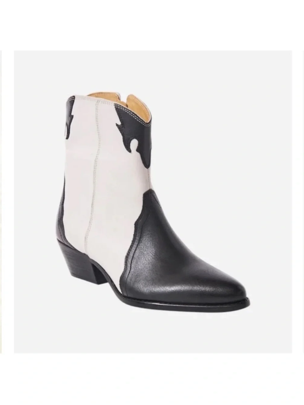 Free People 5.5 (36) Leather Boots New Frontier Western Boot in Arctic Fox Combo